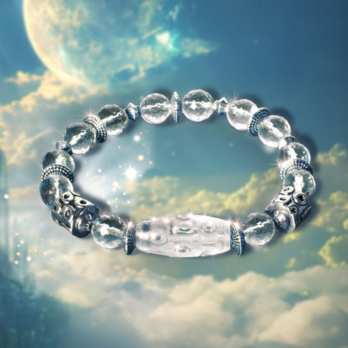 The Energy Purifier Bracelet - Converts negative energies into positive. Authentic AAA sphatik and crystal DZI.