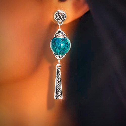 The Divine Path Earrings - Celtic symbols and chrysocololla for spiritual direction, knowledge, a sense of hope and purpose. 
