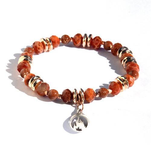 Show Item J6 - The Fire Element Bracelet.  Ignite the fire within. Fire element charm and fire agate. 