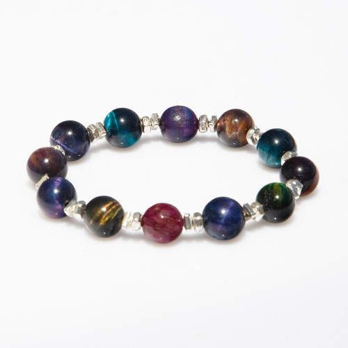 Live Show JL17. The Galaxy Bracelet. AAA Tigers Eye And Solid 925 Silver.
