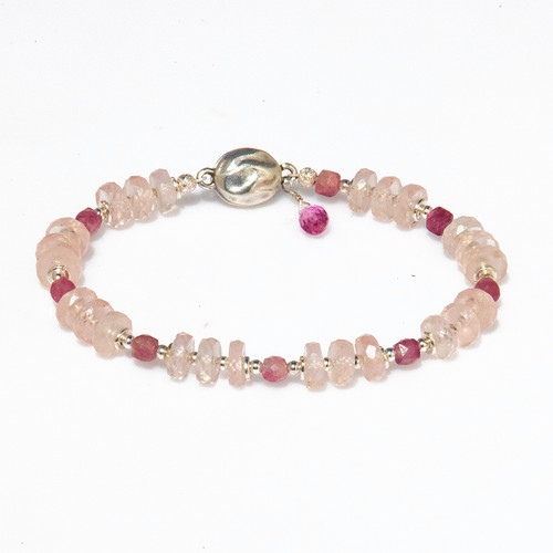 Item JL35. Microfaceted AAA Pink Morganite Love Bracelet With Pink tourmaline. 