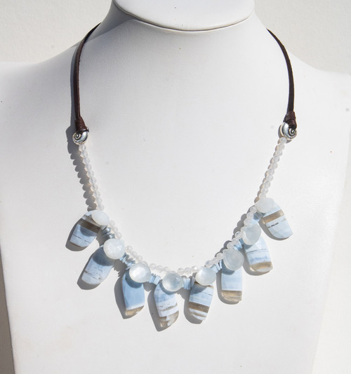 Show Item AG30 - Boulder Opal And White Agate Confetti Party Necklace.  