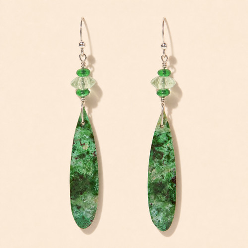 Live Show Item AG35 - Chrysocolla Emotional Healing Earrings With Green Fluorite