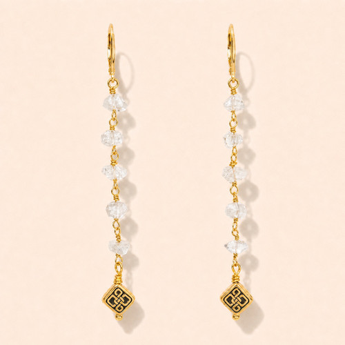 Live Show Item AG37 - Spiritual Regeneration Earrings. Herkimer quartz diamonds and Celtic Knot. 