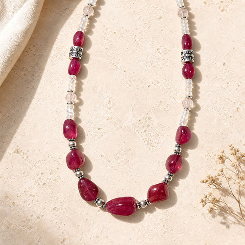 Ruby Power And Beauty Necklace. AAA Moonstone And  Silver. Live Show Item S19