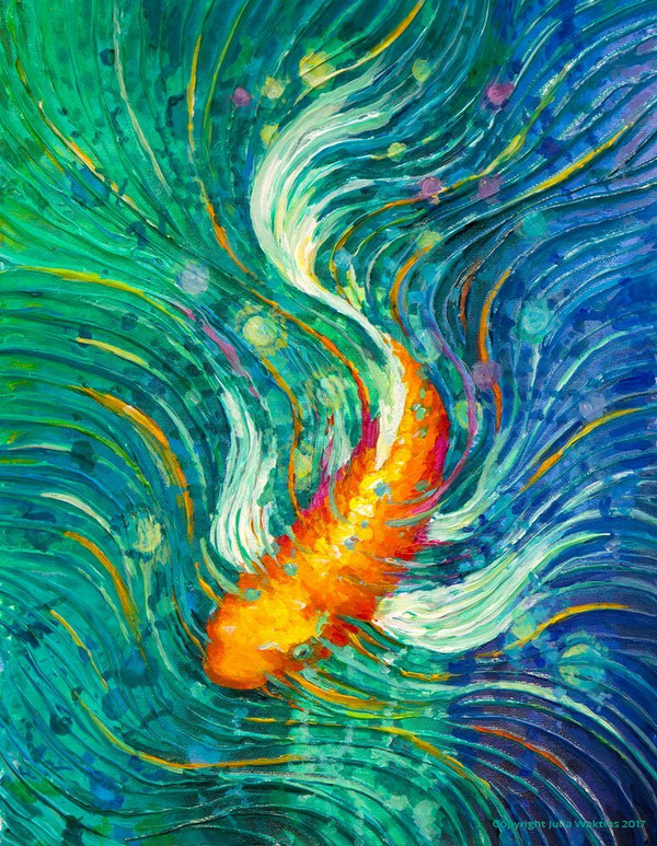 Magic Money Fish - Wealth, Success & Abundance Energy Painting - Giclee Print