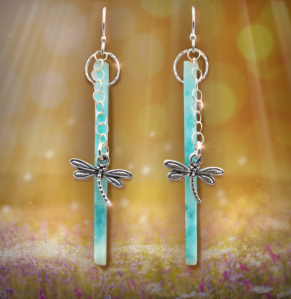 The Lucky Dragonfly Abundant Wealth Earrings With Amazonite