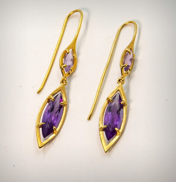 Royal Marquise Cut Amethyst Earrings - Projects Prosperity, Power and Class. Early release item.