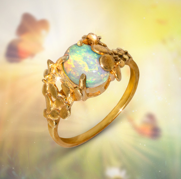 The Opal Butterfly Transformation Ring - Top quality Ethiopian Opal In A Butterfly Design Frees Your Spirit And Helps You Move Your Life In The Direction You Want
