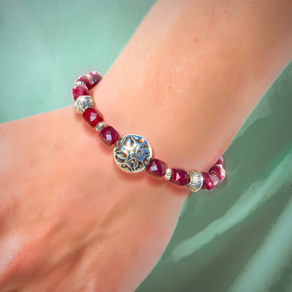 The Four-Pointed Star Harmony Bracelet. Includes a sacred four pointed star bead and red garnet that harmonizes your energies while enhancing your mood.