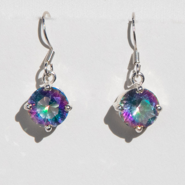  Item A2 Live Show. Authentic Mystic Topaz "Rainbow Woman" Earrings Set In Sterling. 