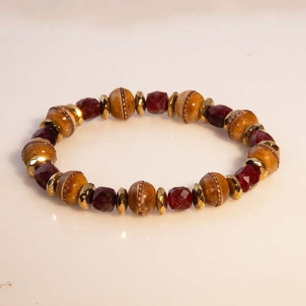 Item 45  - Earth Prayer Mala Bead And Garnet Bracelet