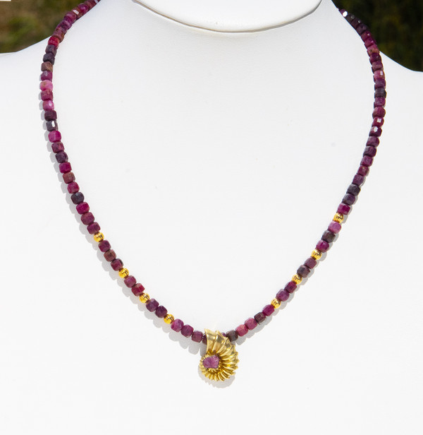 Live Show Item J17 - The  Royal Sea Necklace.  Ruby and Nautilus. 