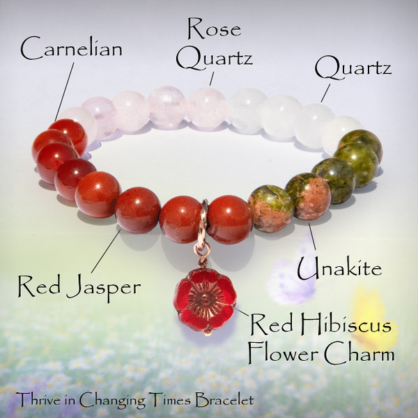 The “Thrive In Changing Times”  Sacred Red Hibiscus Bracelet. 