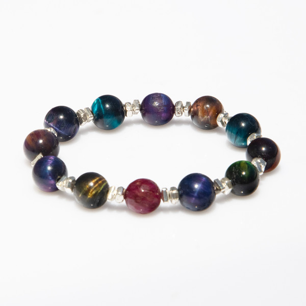 Live Show JL17. The Galaxy Bracelet. AAA Tigers Eye And Solid 925 Silver.