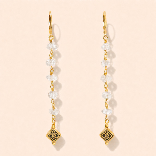 Live Show Item AG37 - Spiritual Regeneration Earrings. Herkimer quartz diamonds and Celtic Knot. 