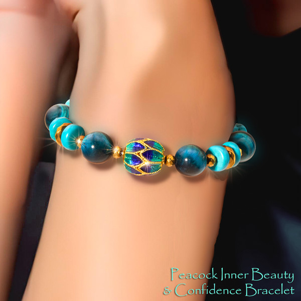 The Peacock Inner Beauty And Confidence Bracelet -  Feel Fabulous. Look Great. Let Your Inner Light Shine.
