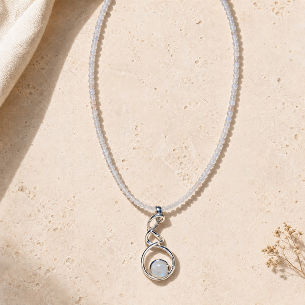 The Inner Wisdom Infinity Necklace - Moonstone and Silver. Live Show OC16