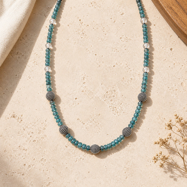 The Starlight Necklace - Authentic and very rare blue zircon with silver - 86 carats - Live Show Item OC18