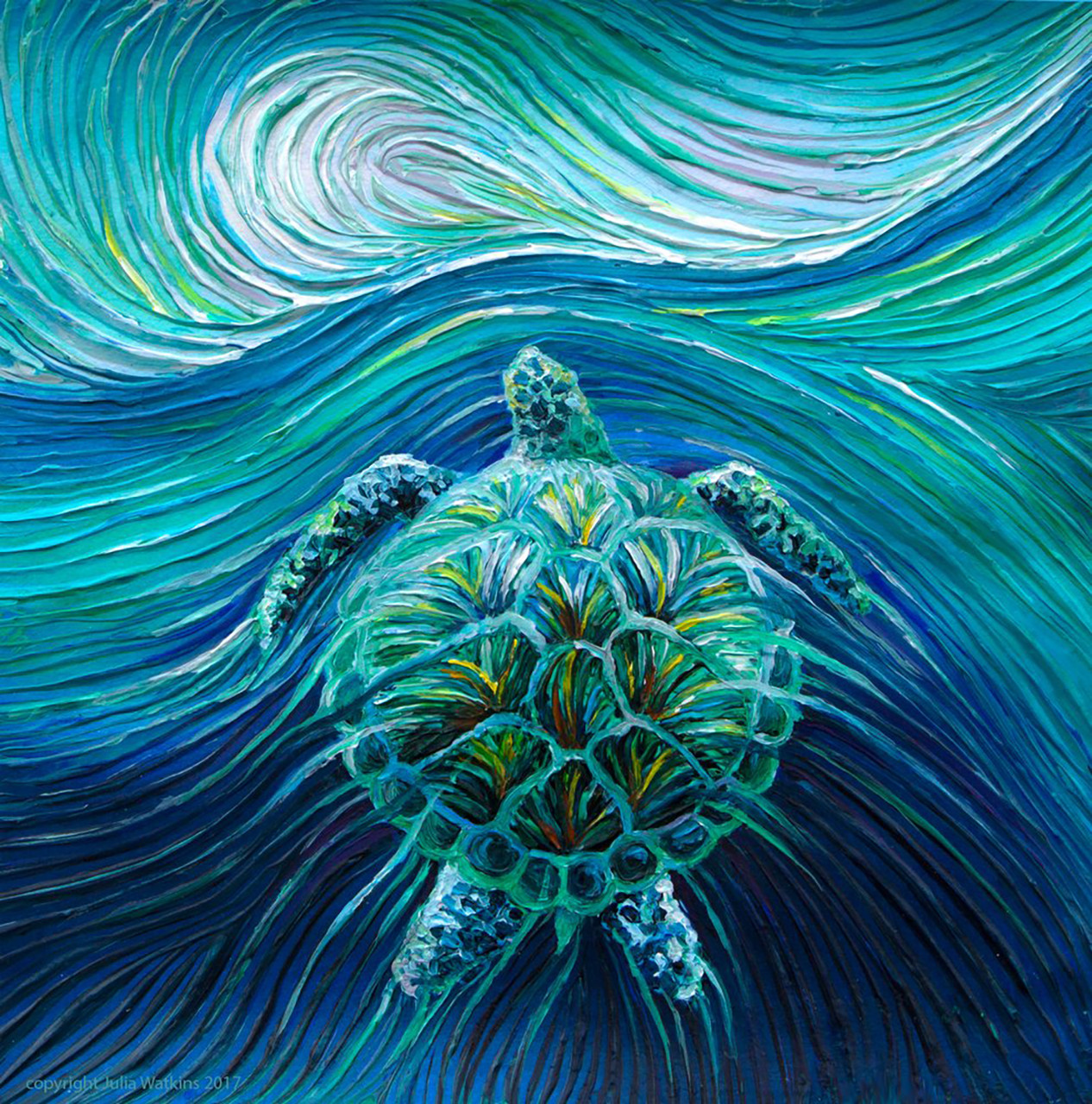 Turtle Spirit Energy Painting Giclee Print Energy Artist Julia