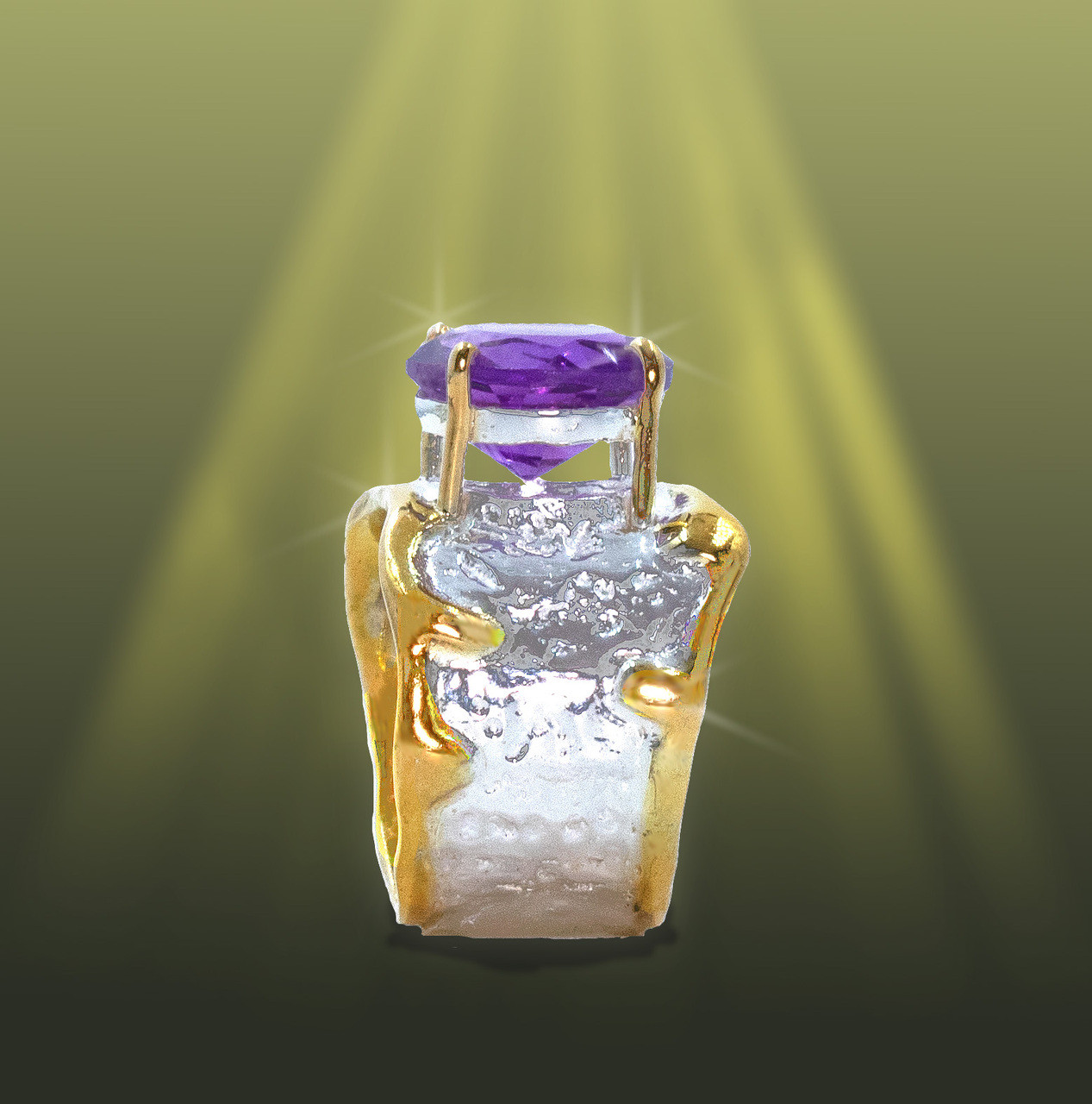 The Falling Water Ring - Lavender Amethyst, Gold And Silver