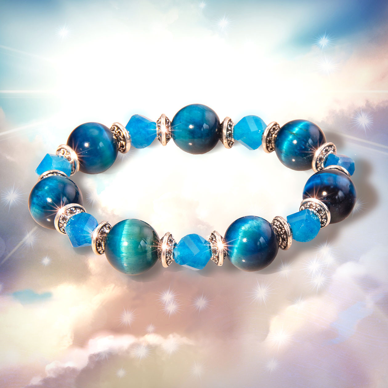 The Dream Whisperer Bracelet - Powerful dream interpretation bracelet reveals your dream's hidden meanings. Energy enhanced blue jade  and tiger's eye.