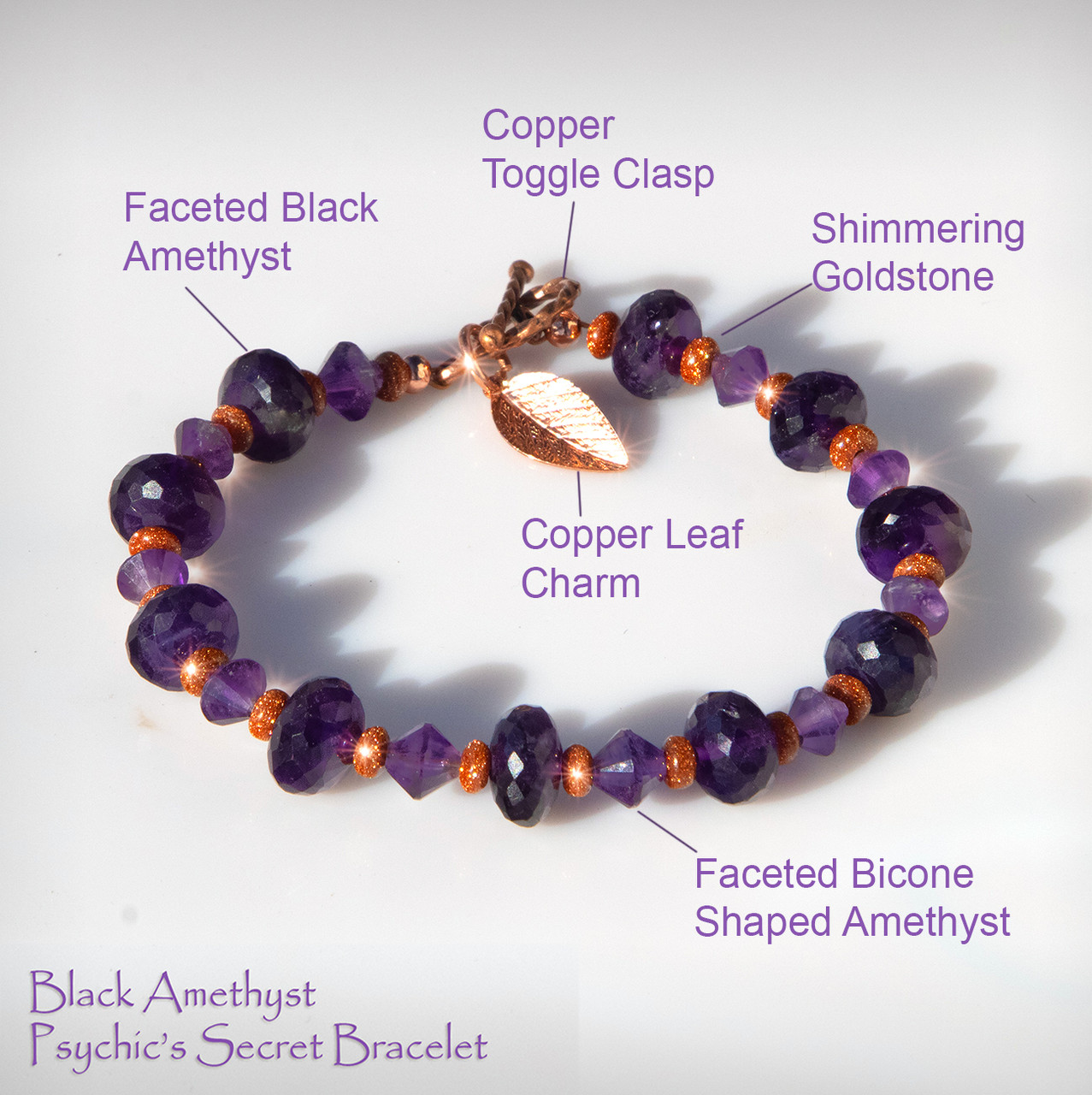 Image of Black Amethyst "Psychic's Secret" Bracelet - - Rare, powerful, highly sought after psychic stone.  Customized for your specific energies. 