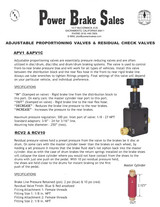 APV1 Adjustable Proportioning Valve - RCV2 - RCV10 Residual Check Valve