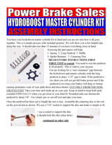 Hydroboost Master Cylinder Kit Assembly Instructions