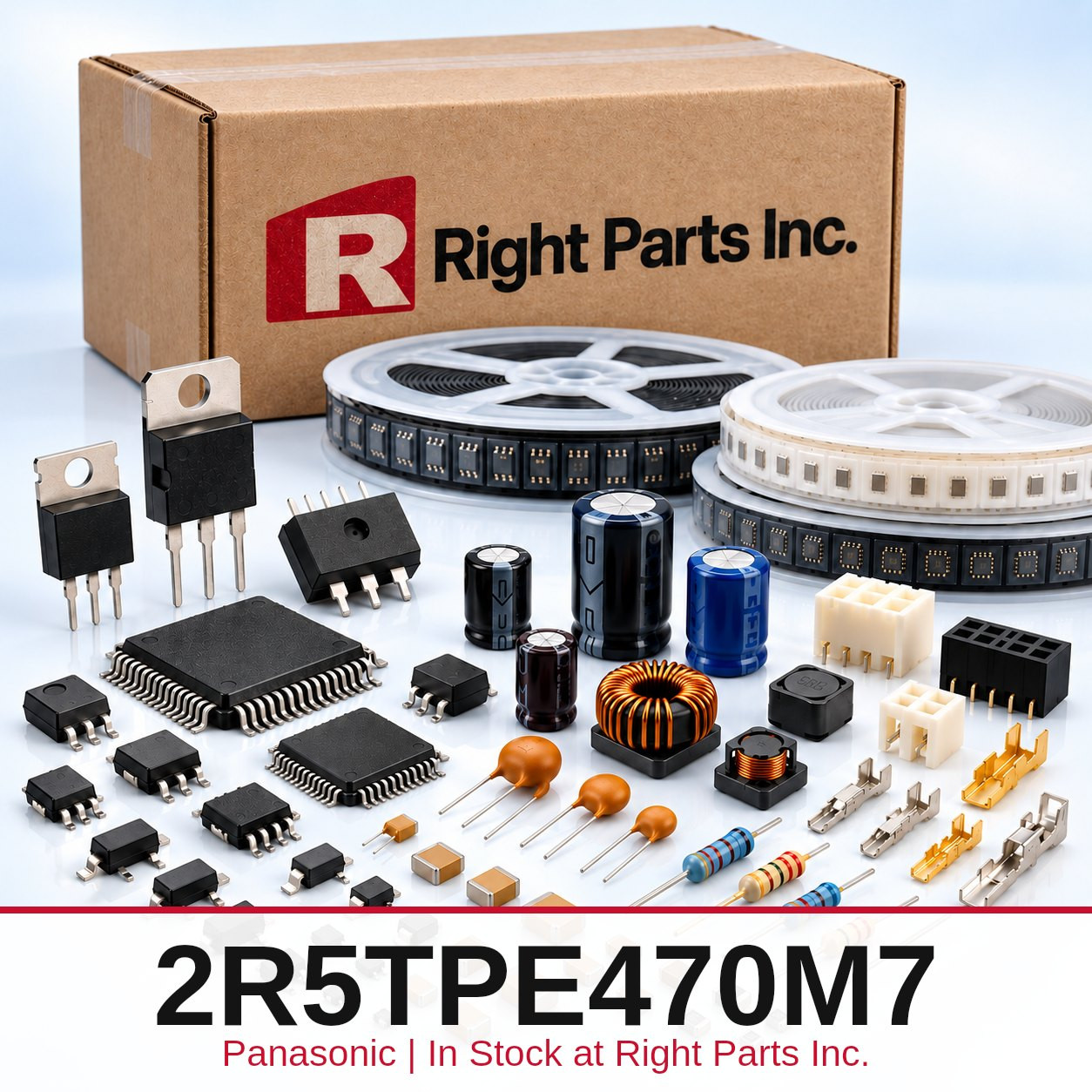 2R5TPE470M7 Panasonic in stock at Right Parts Inc.