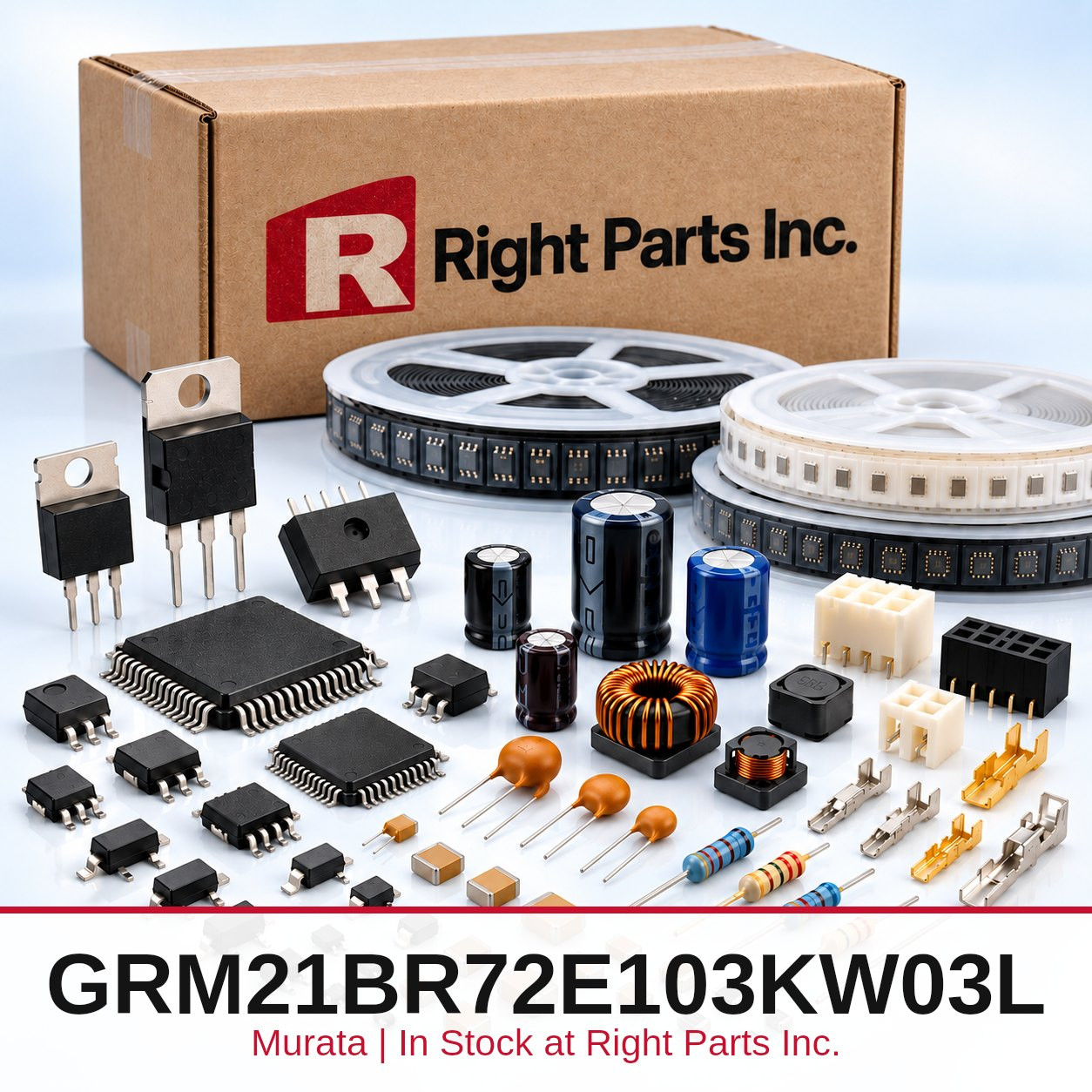 GRM21BR72E103KW03L Murata in stock at Right Parts Inc.