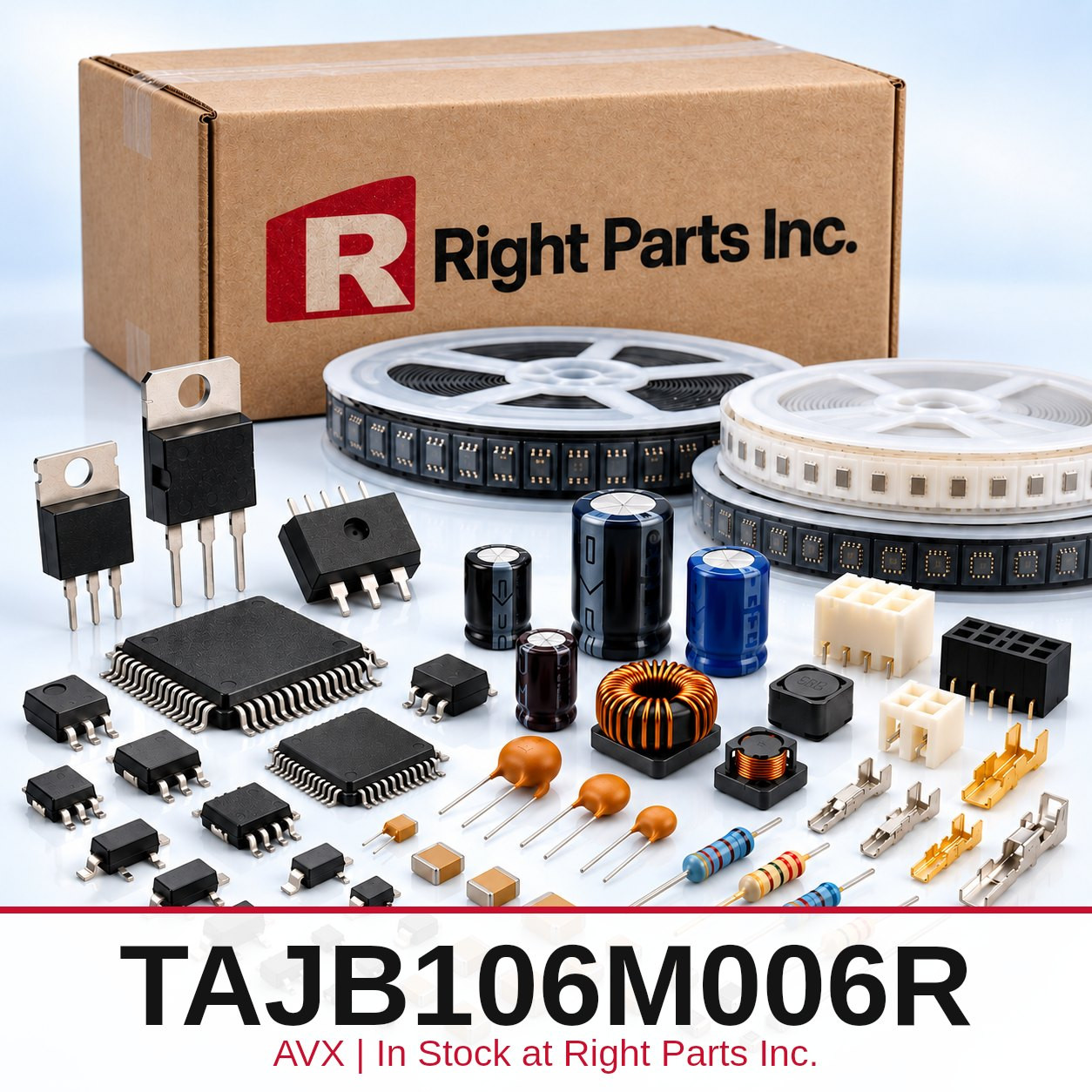 TAJB106M006R AVX in stock at Right Parts Inc.