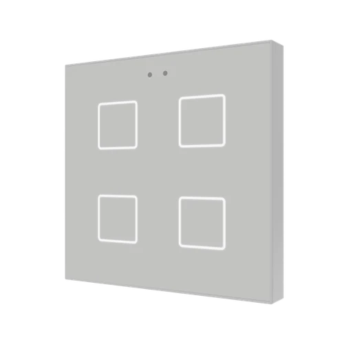 Flat 4 v2. Glass capacitive push button - 4 buttons - Silver
