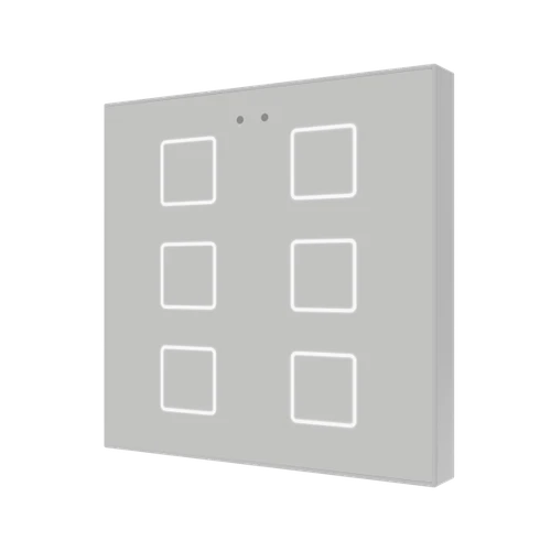 Flat 6 v2. Glass capacitive push button - 6 buttons - Silver