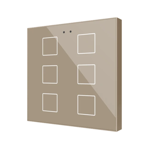 Flat 6 v2. Glass capacitive push button - 6 buttons - Champagne