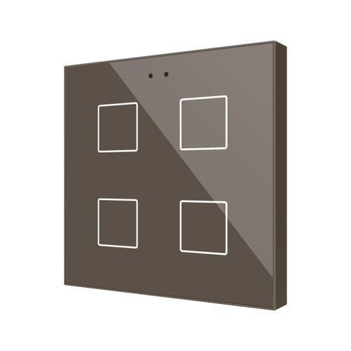 Flat RGB 4. Glass capacitive push button - 4 buttons - Mocha