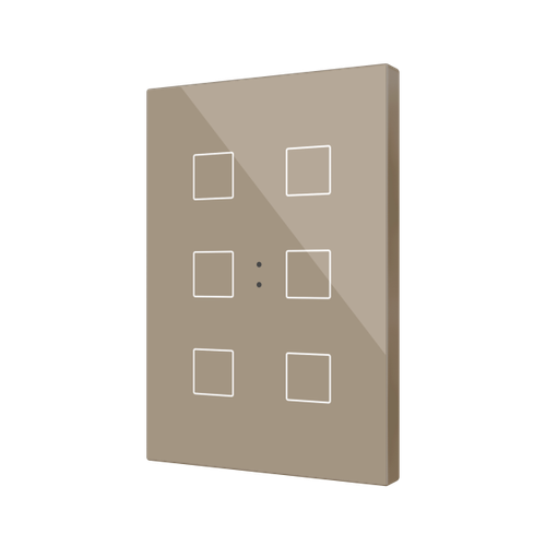 Flat XL X6. Glass capacitive push button - 6 buttons - Champagne