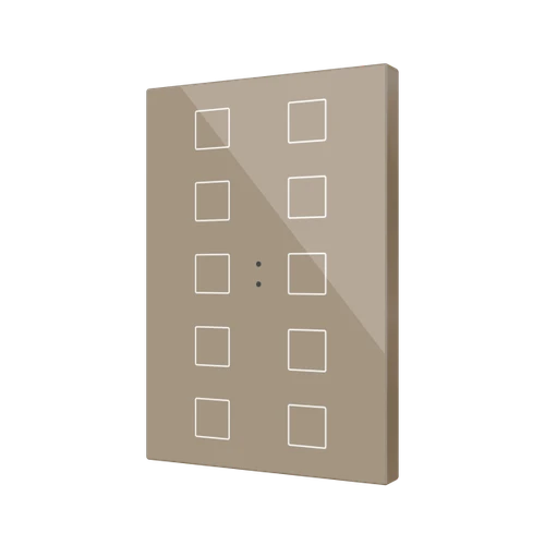 Flat XL X10. Glass capacitive push button - 10 buttons - Champagne