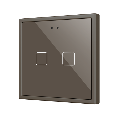 Flat RGB 70 X2. Glass Capacitive push button 70x70 - 2 buttons - Mocha (ZS70 frame not included)