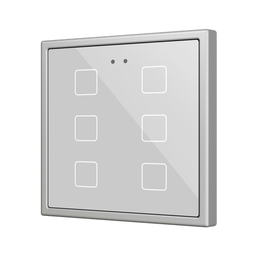 Flat RGB 70 X6. Glass Capacitive push button 70x70 - 6 buttons - Silver (ZS70 frame not included)