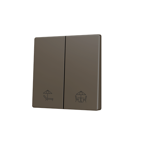 ZS55. Cover for Double KNX Soft push button 55x55 mm. Tilt down - Mocha - Custom. Minimum 100 units per design