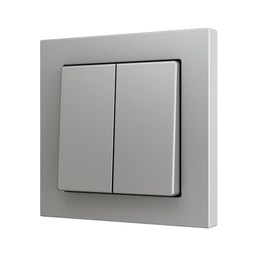 ZS55. Double Soft push button for 2 binary inputs 55x55 mm - Silver