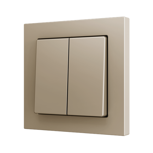ZS55. Double Soft push button for 4 binary inputs 55x55 mm - Champagne
