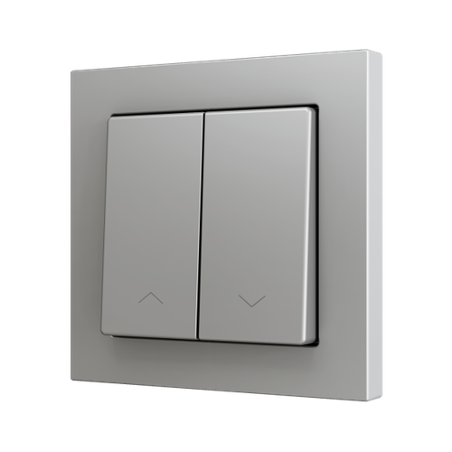 ZS55. Double Soft push button for 2 binary inputs 55x55 mm - Shutter icon - Silver