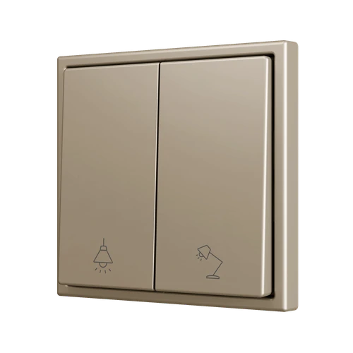 ZS70. Double Soft push button for 2 binary inputs 70x70 mm - Champagne - Custom. Minimum 100 units per design