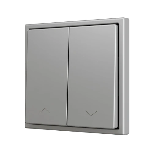 ZS70. Double Soft push button for 2 binary inputs 70x70 mm - Shutter icon - Silver