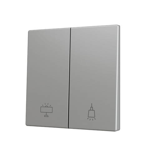 ZS70. Cover for Double KNX Soft push button 70x70 mm. Tilt down - Silver - Custom. Minimum 100 units per design