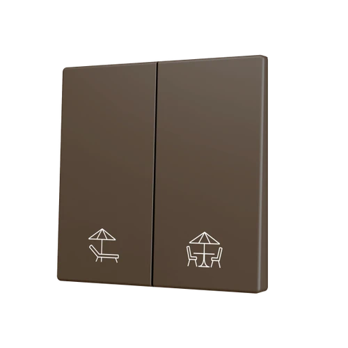 ZS70. Cover for Double KNX Soft push button 70x70 mm. Tilt down - Mocha - Custom. Minimum 100 units per design