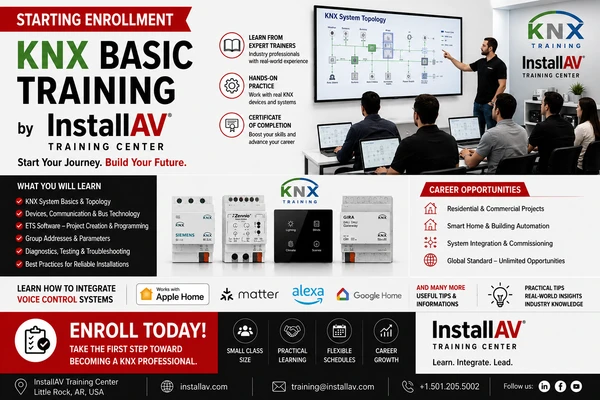 Start your path toward becoming a KNX Certified Partner with professional, hands-on training from the InstallAV KNX Certified Training Center.