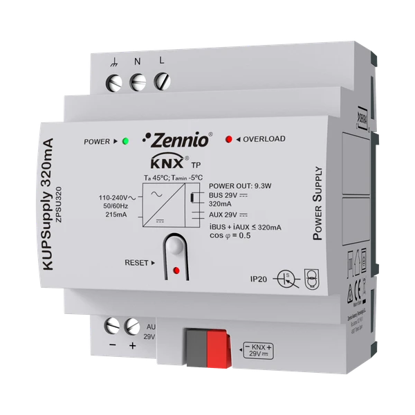 KUPSupply 320mA. KNX Universal power supply 320mA plus 29VDC auxiliary power supply
